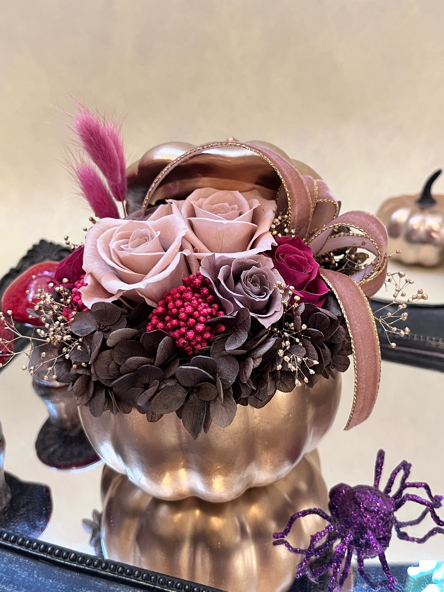 【プリザーブドフラワー】ギフト　ハロウィン　かぼちゃ　パンプキン　お祝い　お誕生日　母の日　敬老の日　大人可愛いのサムネイル