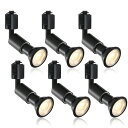 スポットライト ダクトレールライト 6個セット E26口金 LED電球付き 6W ライティングバー用 省エネ ビーム電球 PAR20 3000K電球色 ブラック...