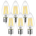 【送料無料】シャンデリア電球 E17口金 60W形相当 806LM LED フィラメント電球 2700K電球色 広配光タイプ クリア電球 省エネ 6W PSE認証済み 3年保証 6個セット 調光器非対応