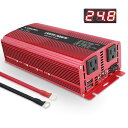 【30日間無料交換】 インバーター 24V 1500W(最大3000W) DC AC 直流 交流 100V [車載充電器、車中泊グッズ スマホ充電 アウトドア 太陽光発電]外部ヒューズ×4、ACコンセント×2、USBソケット×2 非常用電源 地震・防災用品 LVYUAN（リョクエン）