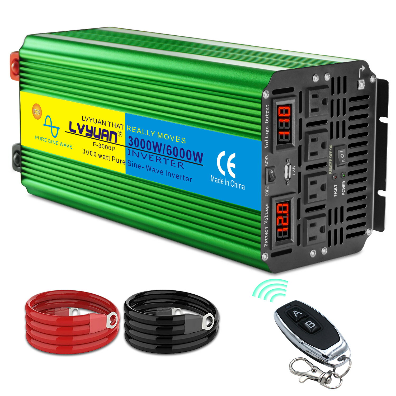 【LVYUAN公式】【永久保証】インバーター 正弦波 12V 100V 3000W 最大6000W DC AC 50HZ/60HZ切替 直流 交流 カーインバーター 車中泊グッズ スマホ充電 アウトドア 太陽光発電 緊急 防災用品 キャンプ 自動車 アウトドア LVYUAN