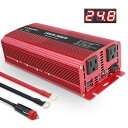 【30日間無料交換】 インバーター 24V 1500W(最大3000W) DC AC 直流 交流 100V [車中泊グッズ スマホ充電 アウトドア 太陽光発電]外部ヒューズ×4、ACコンセント×2、USBソケット×2 地震・防災用品 LVYUAN（リョクエン）