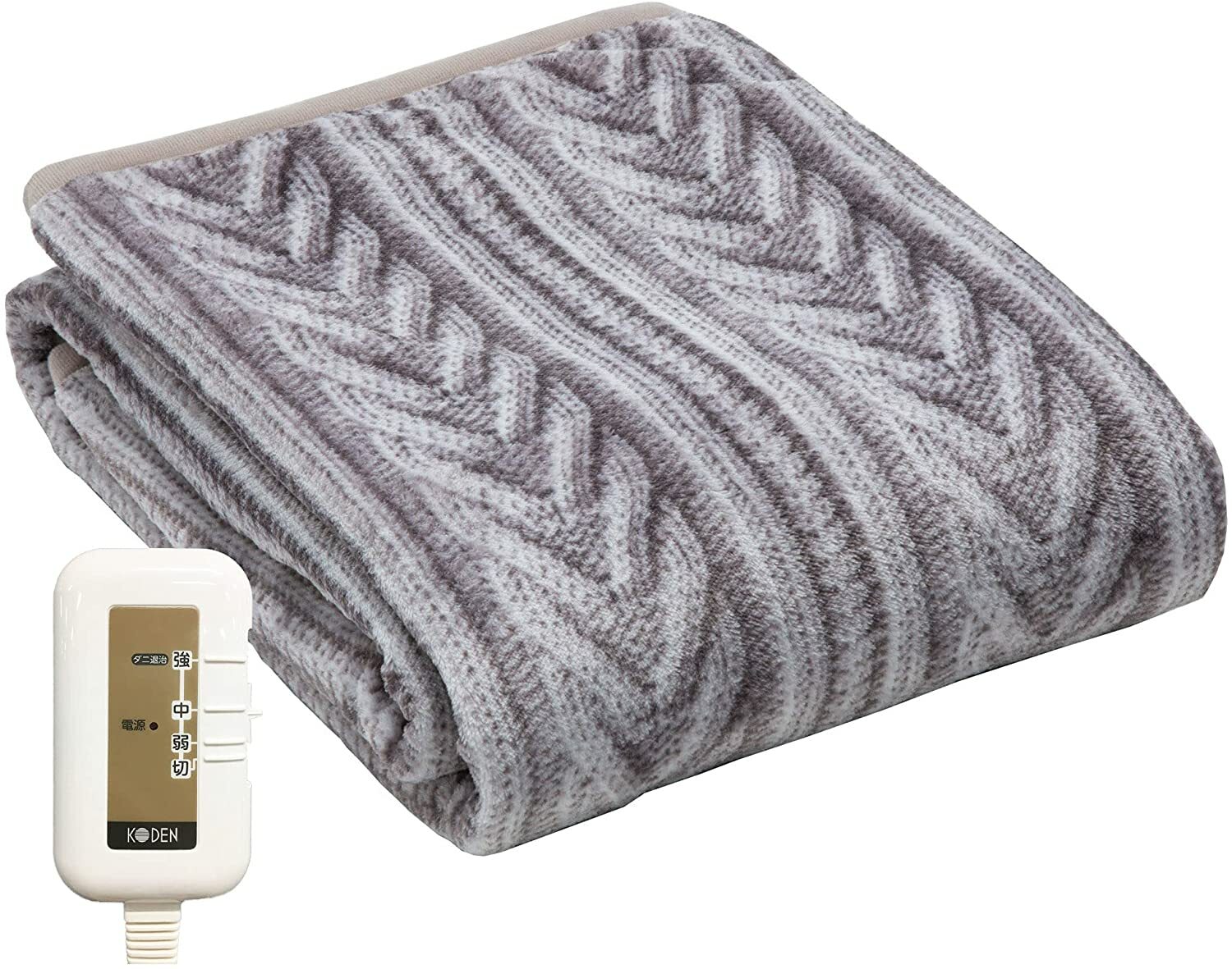  送料無料 広電 KODEN 電気毛布 敷き 140×80cm グレイ ニット柄 洗える 消臭機能 デオテックスライト 抗ウイルス加工 スライド温度調節
