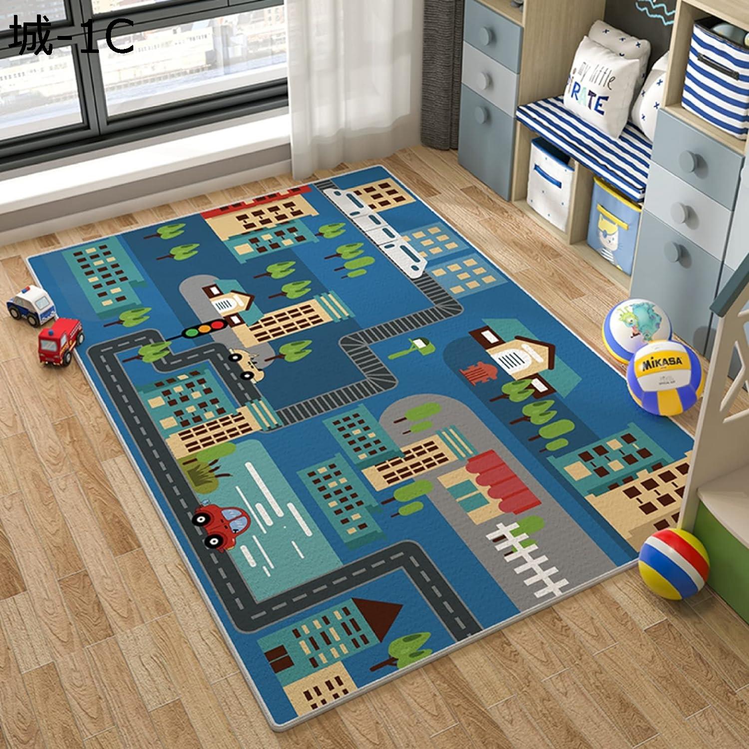 【全店通用25%OFFクーポン】ベビープレーマット 道路柄 駐車場柄 ゲームマット 遊べる 女の子 男の子 ベッドサイドマット プレイルーム 保育園 センターカーペット リビングルーム 滑り止めマット かわいい 洗える 吸水 [2]