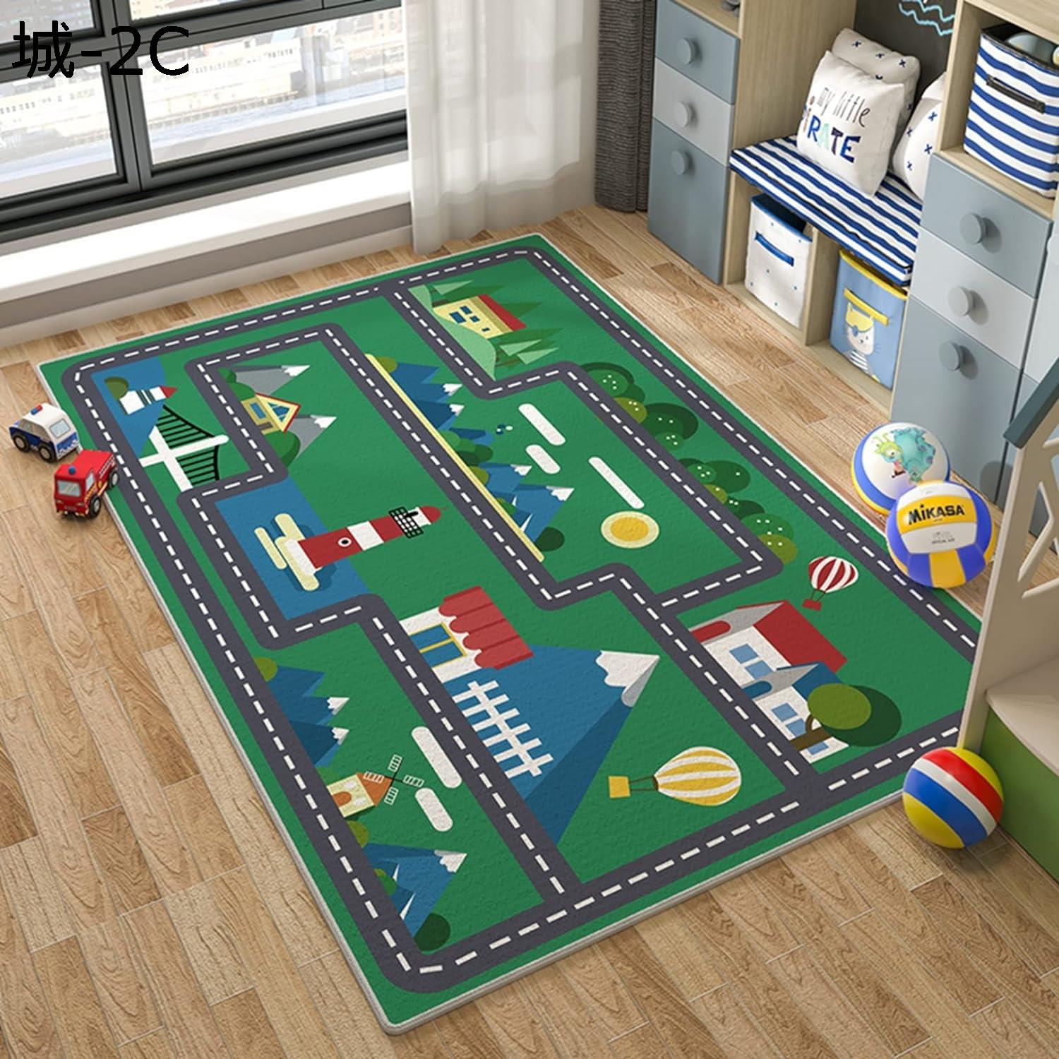 【全店通用25%OFFクーポン】ベビープレーマット 道路柄 駐車場柄 ゲームマット 遊べる 女の子 男の子 ベッドサイドマット プレイルーム 保育園 センターカーペット リビングルーム 滑り止めマット かわいい 洗える 吸水 [3]