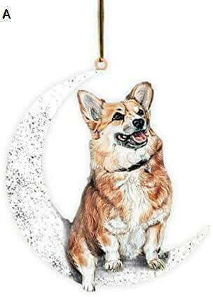 クリスマスの木製の装飾品、月の装飾品に座るクリスマスツリーのペットの犬、装飾的なペンダント窓のドアのクリスマスの吊り下げの装飾家の装飾ホリデーパーティーの装飾 Feichanghao