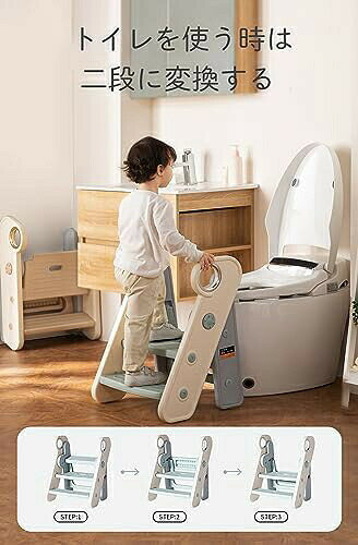 【全店通用25％OFFクーポン】踏み台 子供 折りたたみ 3段 ステップスツール (青)