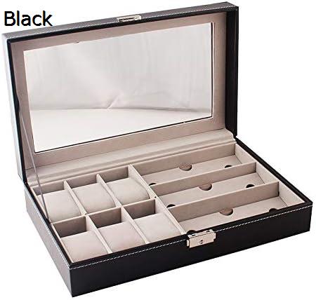 眼鏡収納ボックス 6ビットウォッチ3ビットメガネウォッチメガネストレージコレクションディスプレイボックス 眼鏡眼鏡用 (色 : Black, Size : 32cmx20cmx8cm)