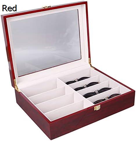 サングラス収納ケース レトロ8グリッドメガネケースサングラスサングラスストレージディスプレイ外装包装ボックス木箱 収納整理 眼鏡ケース