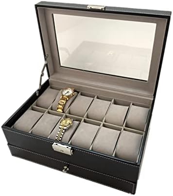 サングラス メガネ 眼鏡収納ケース ウォッチボックス二重層ボックスサングラス包装ボックス収納ボックス 腕時計 展示 (色 : Black, Size : 30x20x13cm)