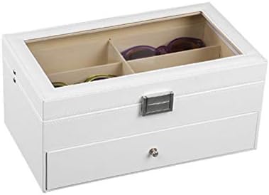 サングラスディスプレイケース12個折りたたみ式ふた付きサングラス収納ケース、時計、メガネ、カフスボタン、リング、小物用