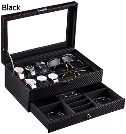 時計 ケース 腕時計 ケース 時計表示オーガナイザー多機能炭素繊維 2 層 6 スロット時計ボックス 3 グ..