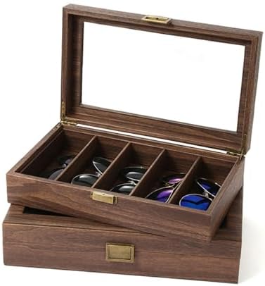 サングラス収納ケース メガネ収納ボックス 5本用 木製の眼鏡の収納ボックス コレクションケース ジュエリー収納 小物アクセサリ収納 眼鏡ケース ディスプレイケース 5本