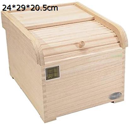 桐米びつ ローリングシャッタードアナノバレル木製ライスバレル丸太内壁スムーズ収納ボックスウッドフ..