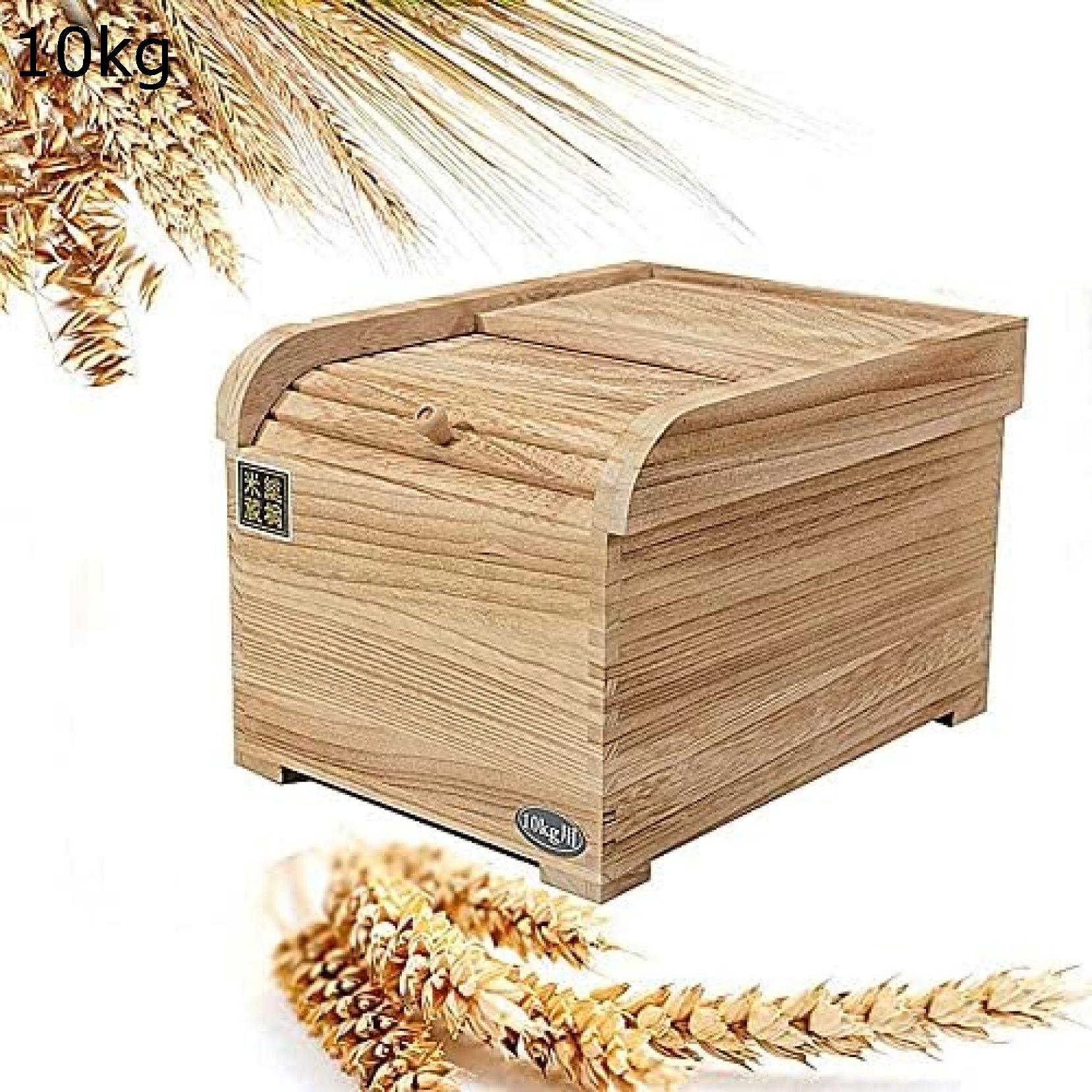 木製 家庭のナノの箱 密封台所食糧貯蔵容器ライスディスペンサー 米、豆、穀物、ナッツ粉 10kg