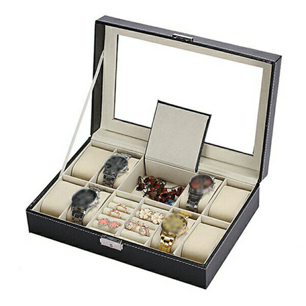 ジュエリーボックス　腕時計収納ケース　コレクションケース　アクセサリーケース　ウォッチ　ジュエリー　小物ケース　アクセサリーケース　鏡付き　ネックレス?指輪?ピアス収納ボックス　プレゼント