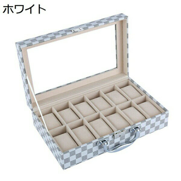腕時計収納ケース　PUレザー　コレクションケース　手提げ　ウォッチボックス　収納ケース　アクセサリーケース　ディスプレイ　収納　?持ち運び　便利?腕時計展示用　ジュエリーケース　ガラス蓋