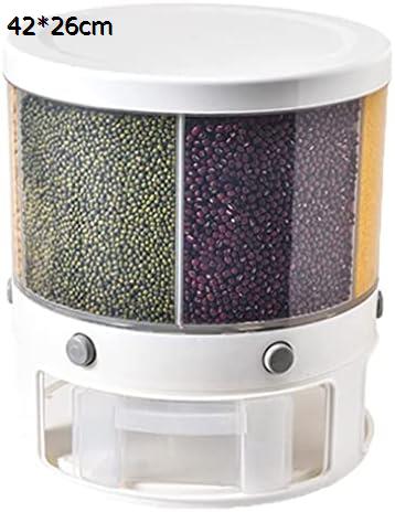 米びつ 多格子分類装 おしゃれ 米びつ 保存容器 米貯蔵箱容器 蓋付き360°回転式 回転分類米バケツ キッチン収納 分割型防湿 虫除 密閉フードストッカー おしゃれ 多機能 大容量 豆 10L 収納キャニスター ナット お菓子 穀物 42*26cm
