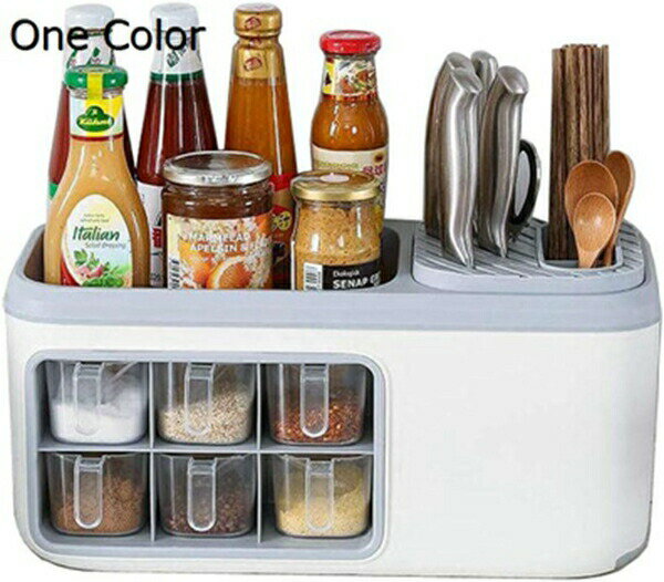 調味料ラックキッチン収納 調味料入れ 調味料ボックス 収納ケース ラック 2段 箸立て 包丁収納 水切り ..