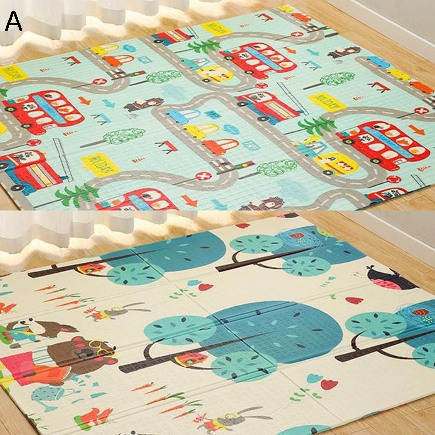 ベビーマット 180*160*1.5cm おしゃれ 折り畳み式 ジョイントマット 赤ちゃん シンプル 両面使用可 キッズ用プレイマット 防水 防音 衝撃緩和 安全 無毒 無味 出産祝い ルームマット フロアマット 自宅＆外遊び 遊べる お昼寝マット プレゼント