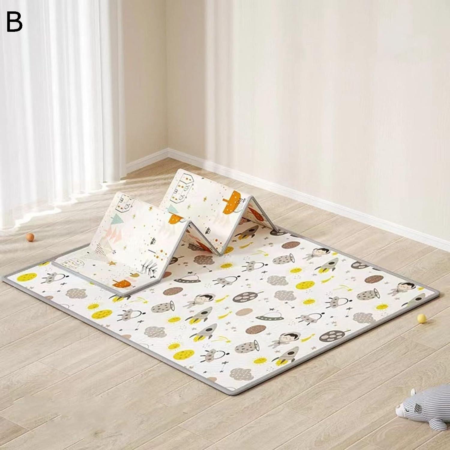 プレイマット 196*177*2cm 可愛い動物 折り畳み式 赤ちゃん用 おしゃれ キッズ用プレイマット ジョイントマット 清掃簡単 転倒防止 防水 防音 両面使用可 洗える 出産祝い ルームマット フロアマット 自宅＆外遊び 遊べる お昼寝マット プレゼント 2