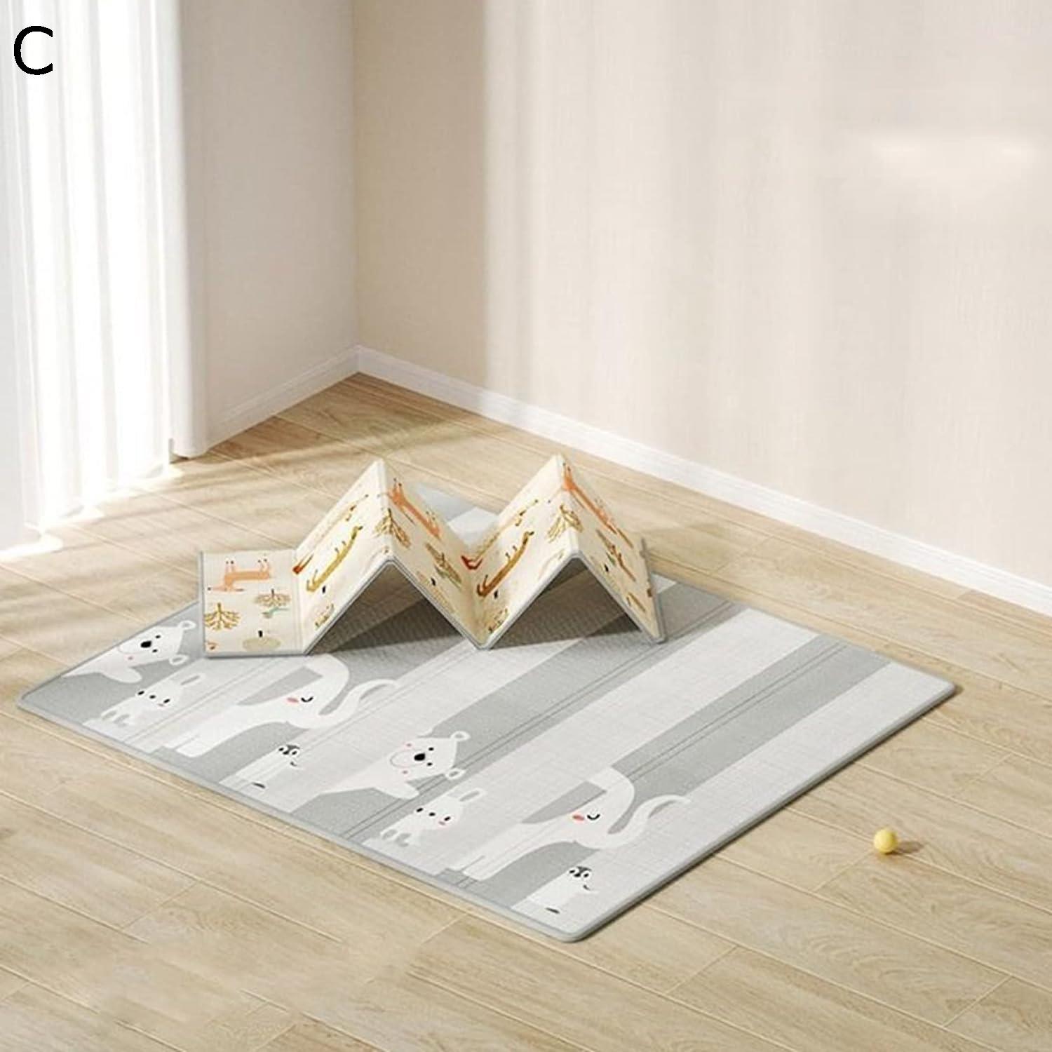 プレイマット 196*177*2cm 可愛い動物 折り畳み式 赤ちゃん用 おしゃれ キッズ用プレイマット ジョイントマット 清掃簡単 転倒防止 防水 防音 両面使用可 洗える 出産祝い ルームマット フロアマット 自宅＆外遊び 遊べる お昼寝マット プレゼント 3