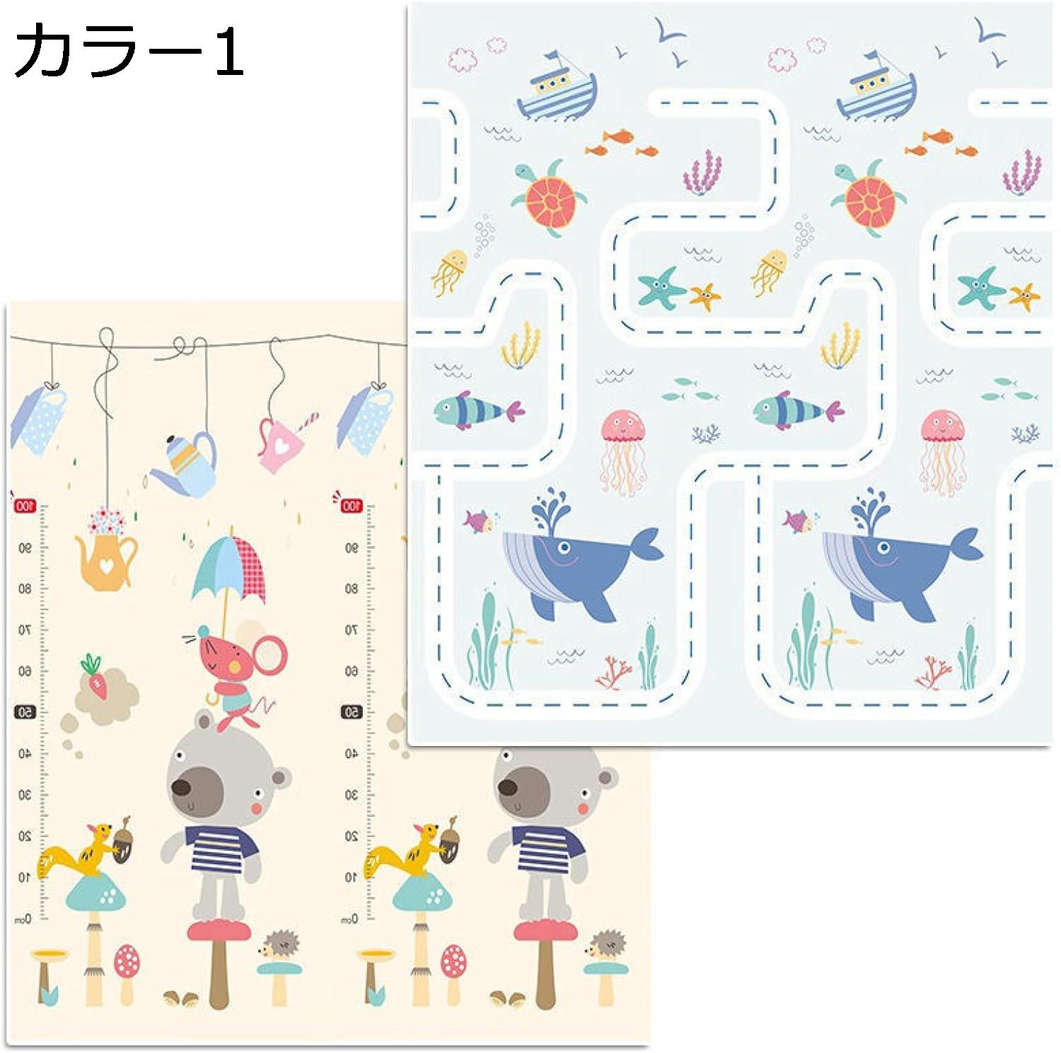 ベビープレイマット 180*200*2cm キッズ用プレイマット 遊び 学べる 楽しい 動物 赤ちゃん 折り畳み式 おしゃれ 可愛い 両面使用可 収納 安全素材 転倒防止 衝撃緩和 出産祝い ルームマット フロアマット 自宅＆外遊び 遊べる お昼寝マット プレ
