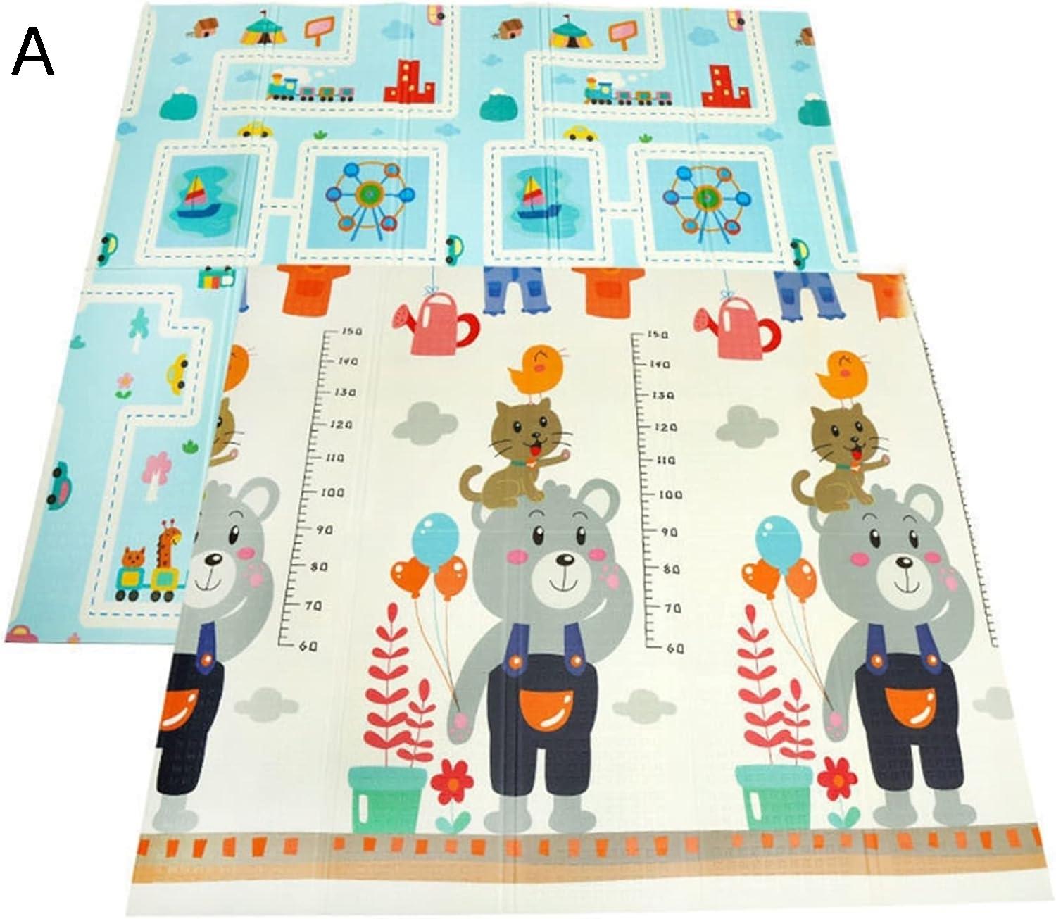 プレイマット 200*180*1cm おしゃれ 折り畳み式 両面使用可 キッズ用プレイマット ジョイントマット 赤ちゃん シンプル 防水 防音 衝撃緩和 安全 無毒 無味 出産祝い ルームマット フロアマット 自宅＆外遊び 遊べる お昼寝マット プレゼント B