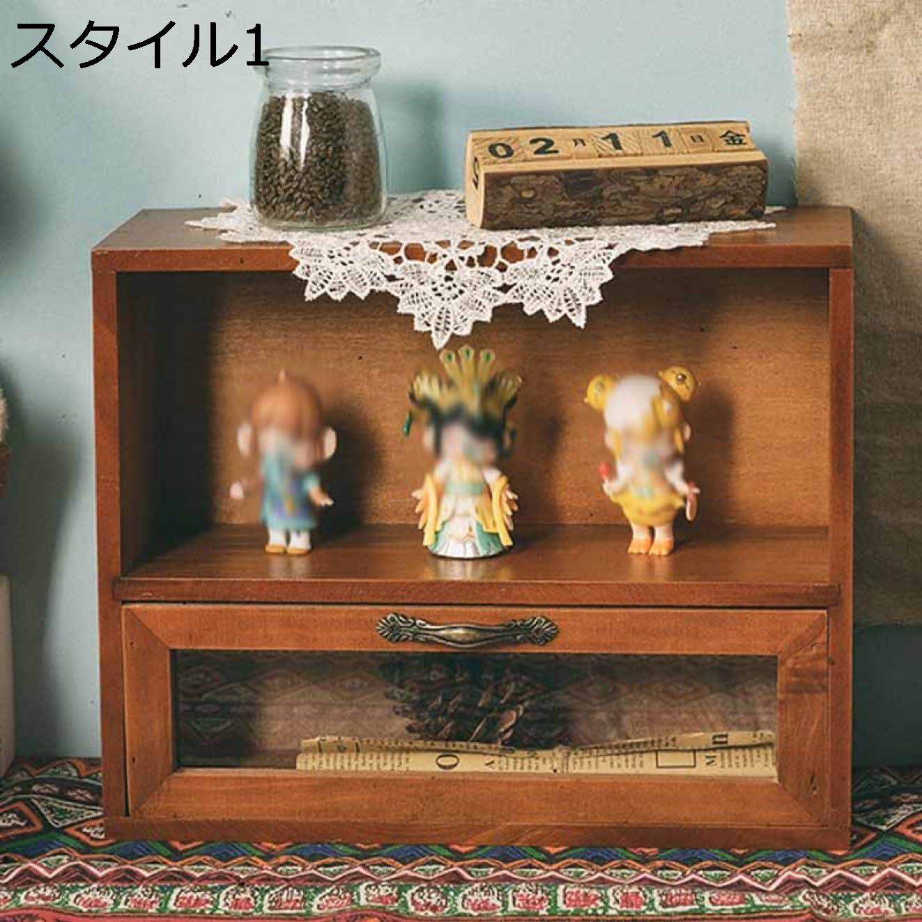 鍵付き 引き出し 大容量 小物チェスト 収納ケース デスク上置 木製 キーボード収納 スタイル4 収納ボッ..