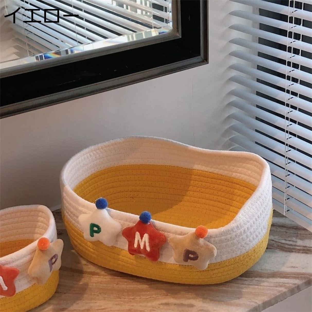 収納バスケット 折り畳み式 コットンロープバスケット 卓上収納 収納ばすけっと おしゃれ 間食 L ドア..