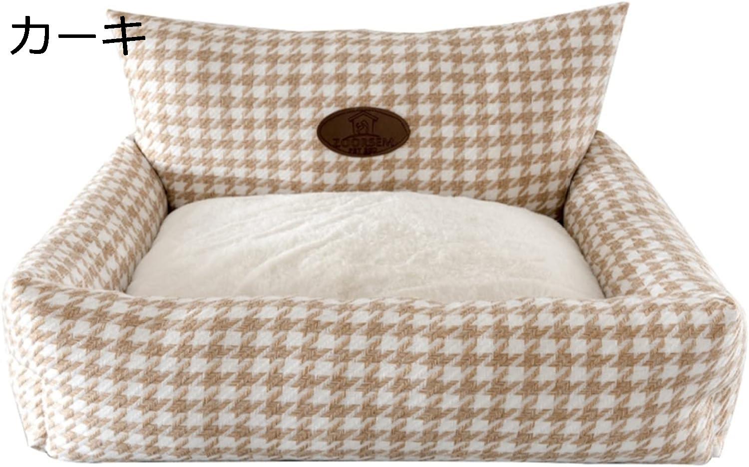 【全店通用25％OFFクーポン】ペットベッド　犬ベッド　猫ベッド　ペットソファ　クッション付き　可愛い　小型犬　中型犬　大型犬　おしゃれ　人気　ふわふわ　もこもこ　保温　暖かい　スクエア型　格子縞　通年タイプ　暑さ対策　滑り