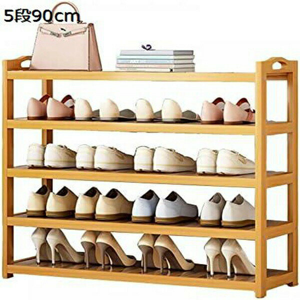 靴棚 シューズラック 多層式 竹製 組立簡単 大容量 多機能 組み立て式 シューズボックス 天然木製 下駄箱 靴箱 玄関収納ラック 靴収納 玄関 廊下 置物棚 リビング 省スペース 寝室 収納ラック 部屋 (3段70cm) スリム [2]