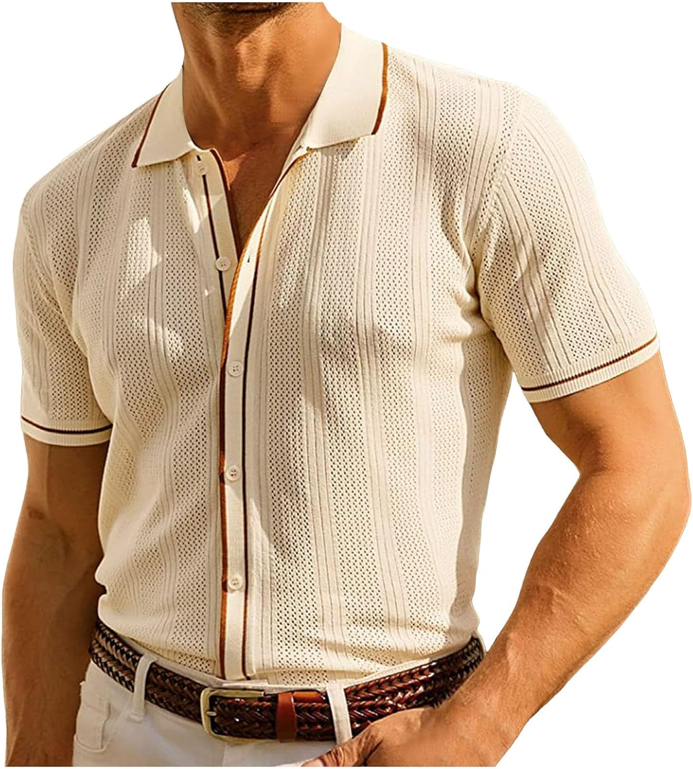 ポロシャツ メンズ 半袖 夏服 薄手 無地 サマーニット 通気 カジュアル ニットソー Tシャツ ストレッチ 大きいサイズ カットソー シャツ カジュアル ビジ...