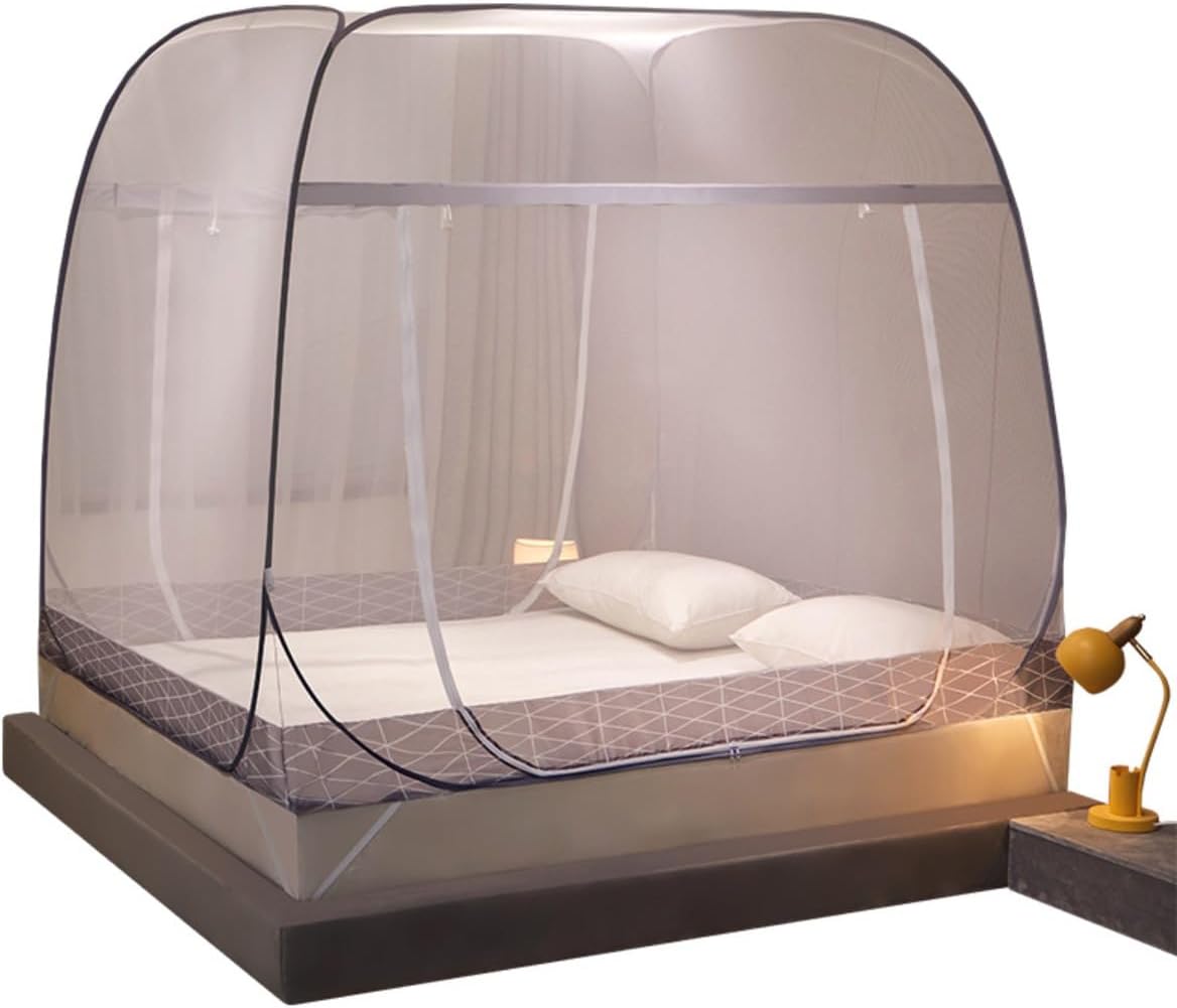 蚊帳 ワンタッチ 底面付き かや 蚊よけ 虫除け テント式 全方位ガード キャンプ式 モスキートネット 折りたたみ式 大人/子供兼用 夏 蚊対策 レース ベッド 持ち運べる 収納便利 通気性よい