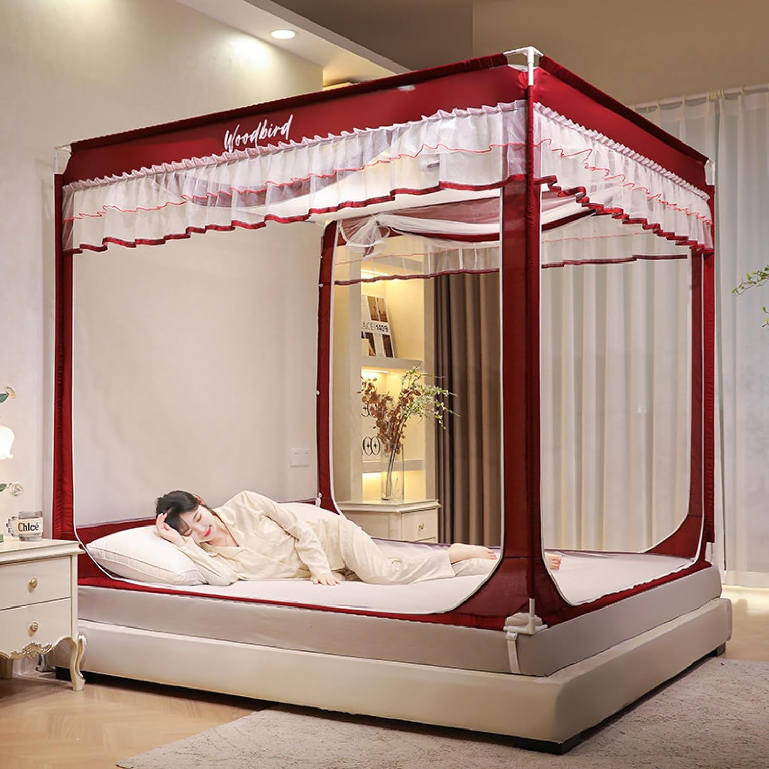 ワンタッチ蚊帳 夏 かや 180*200*170cm 子供 大人 蚊対策 テント式 虫/蚊よけ 3秒組み立て ムカデ対策 通気性よい 収納袋付き 旅行 スクエア蚊帳 収納便利 密度が高い 組み立て簡単