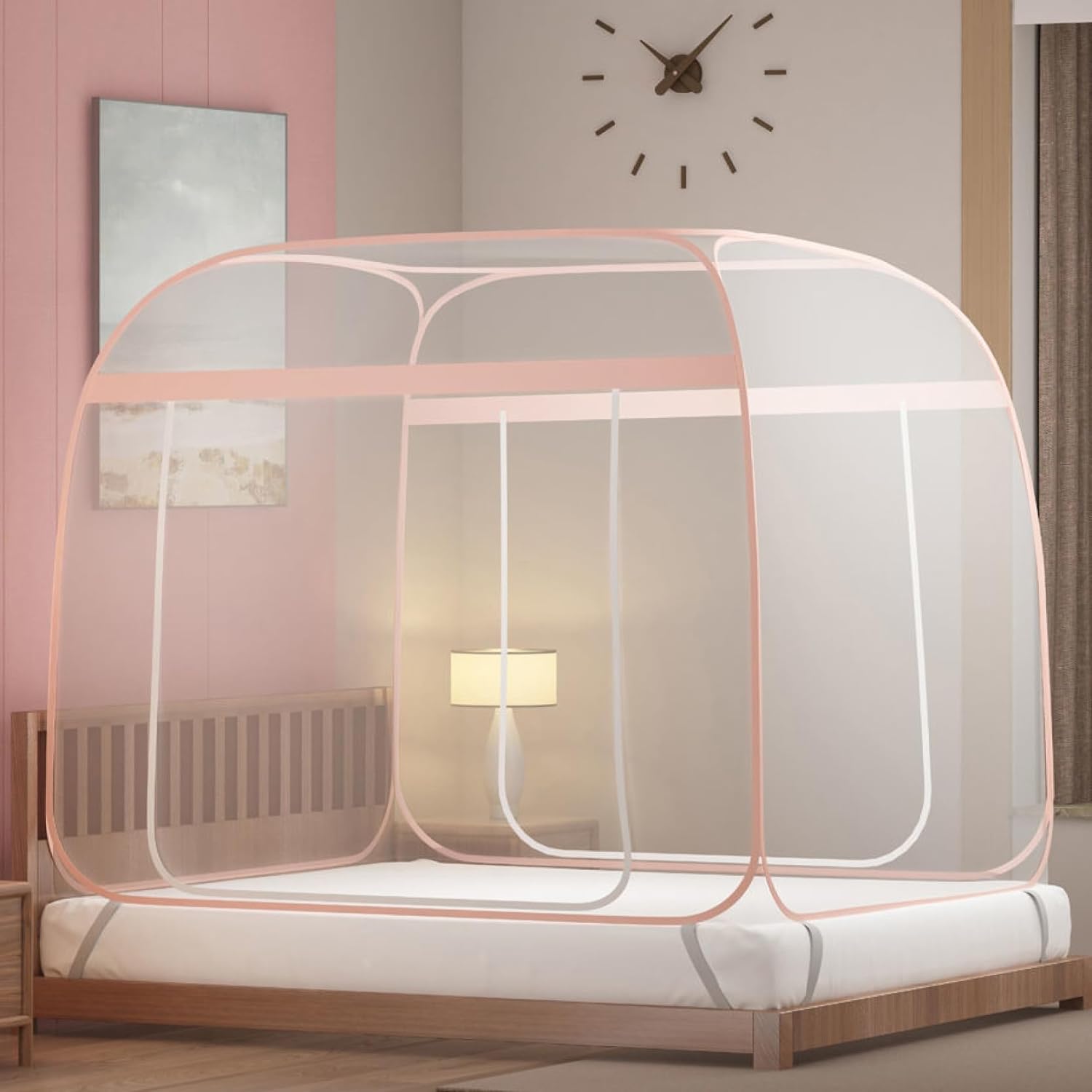 ワンタッチ蚊帳 150*200cm 組み立て簡単 通気性よい 子供 害虫侵入防ぎ ムカデ対策 3秒組み立て アウト..