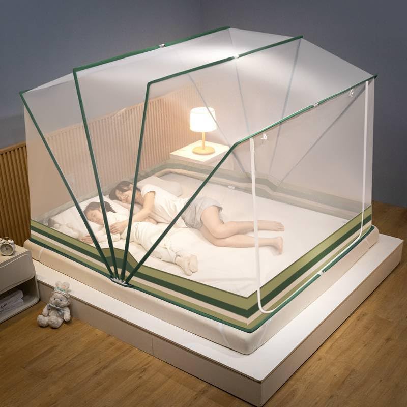 蚊帳 セミダブル 室内 かや 蚊帳 ダブル 大型 高160cm 軽量 2人用 蚊帳 底なし ムカデ蚊帳 1ドア デザイン 折りたたみ式 モスキートネット 蚊よけ ムカデ対策 収納便利 持ち運べる 組