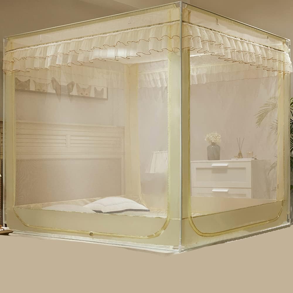 蚊帳 底付き シングルベッド用 ダブルベッド 3ドア設計 かや 密度が高い 蚊帳 ベッド用 畳 大型 キャン..