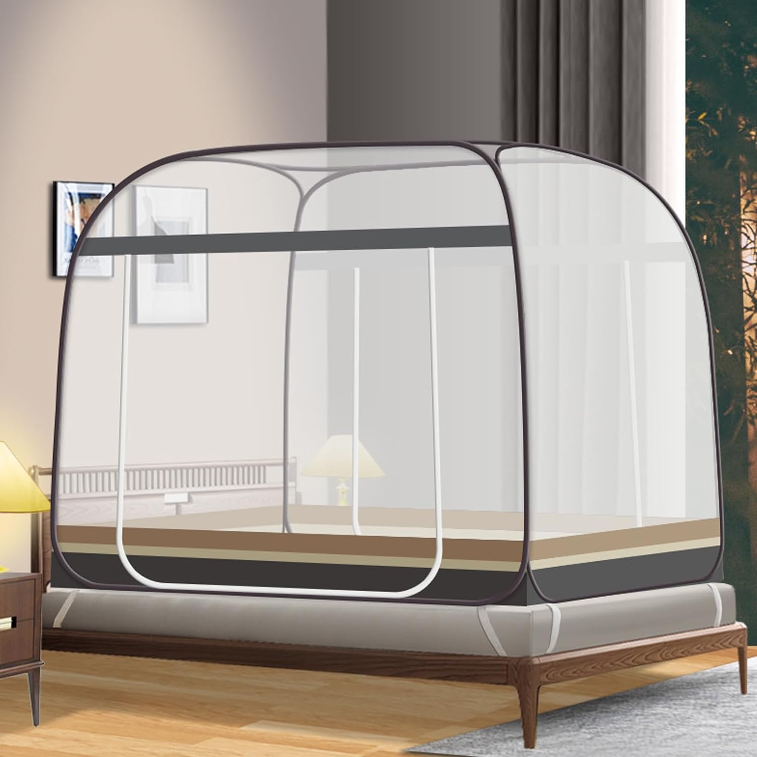 蚊帳 ワンタッチ 底面付き かや 蚊よけ 虫除け テント式 全方位ガード キャンプ式 モスキートネット 折りたたみ式 大人/子供兼用 夏 蚊対策 レース ベッド 持ち運べる 収納便利 通気性