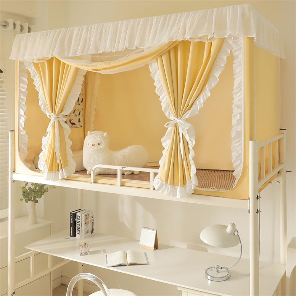 蚊帳 学生寮 上段と下段蚊帳 シングルベッド 室内カーテン ベッドテント プライバシーテント 通気性 遮..