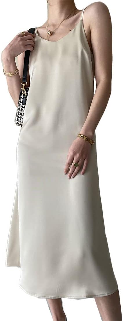 レディース シルク キャミソールワンピース キャミワンピース 夏ワンピース ロングワンピース サンマー..