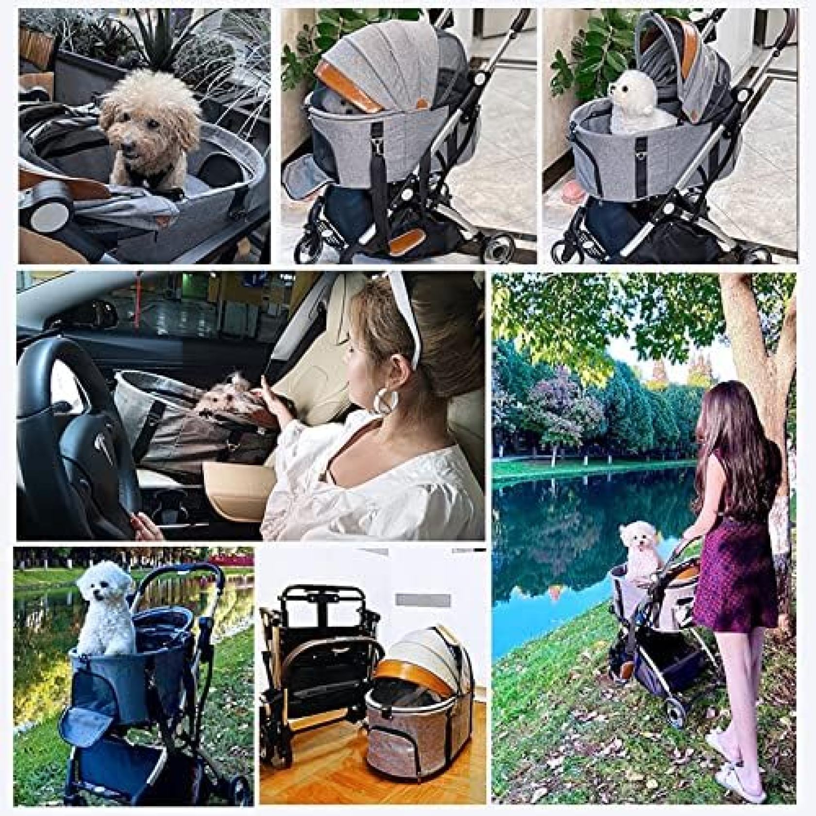 ペットカート 犬用ベビーカー 猫バギー 4輪 対面推し可能 前輪360°回転 後輪ブレー...