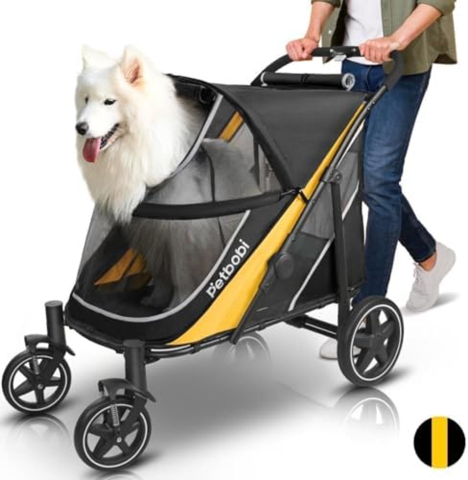 ペット用ベビーカー 中型犬用ベビーカー 折りたたみペット用ベビーカー メッシュ通...