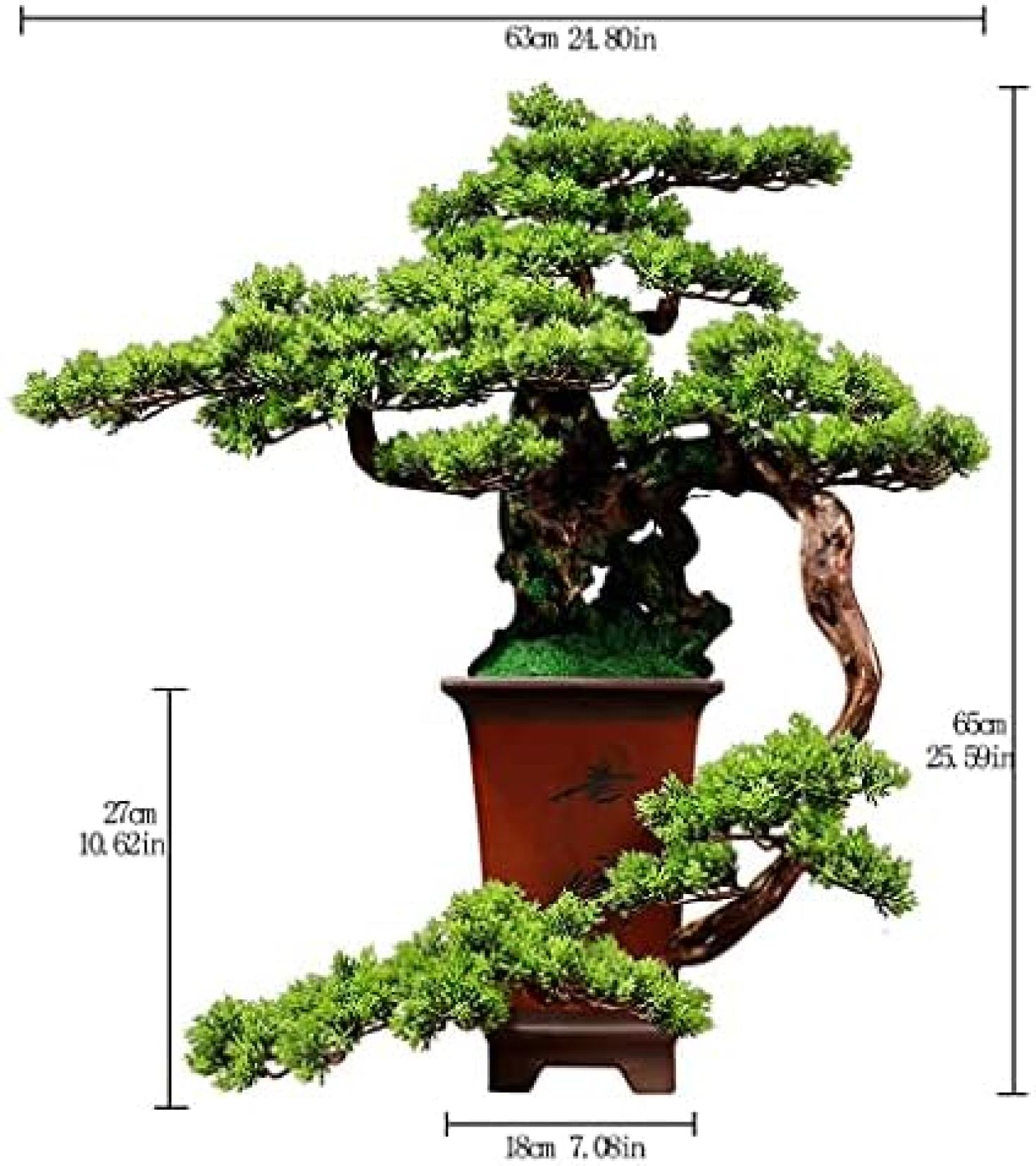 「25％OFFクーポン付き」人工観葉植物 人工ツリー盆栽根彫刻人工葉陶磁器の植木鉢...