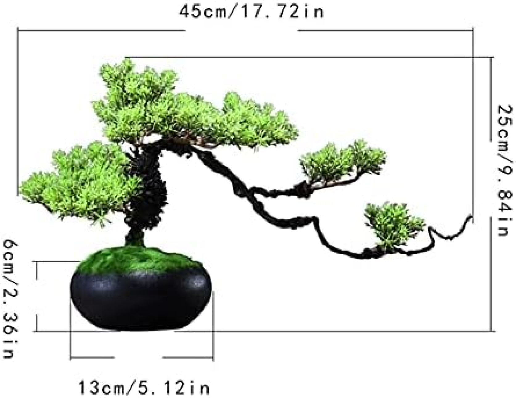 大森麗萱の人工盆栽人工木8インチ人工盆栽松の木、現実的な偽物の植物鉢植えの人工観葉植物、デスクトップディスプレイ用庭の偽物の植物デスクトップの装飾装飾品｜アングル3