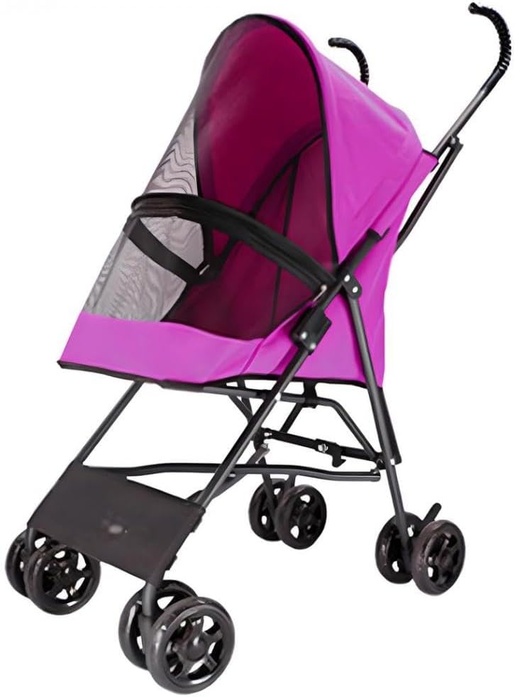 ペットカート 折りたたみ ペットバギー 軽量 耐荷重15KG 360°回転 犬用ベビーカー 4輪 ワンタッチ 猫 小型犬 中型犬 老犬 介護 お出かけ 散歩 通院 旅行 (パープル)