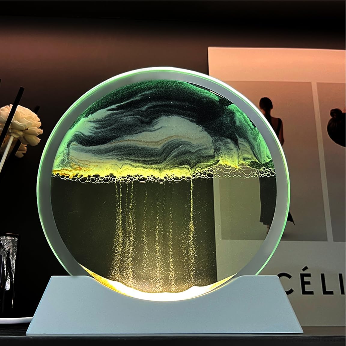 アートピクチャー サンドアート おしゃれ雑貨 25cm オシャレな置き物 ダイナミック 3D風景 砂絵 流砂塗装 スタイリッシュ タイプ4 オーナメント インテリア雑貨 置き物 クリエイティブ置物 お(3)