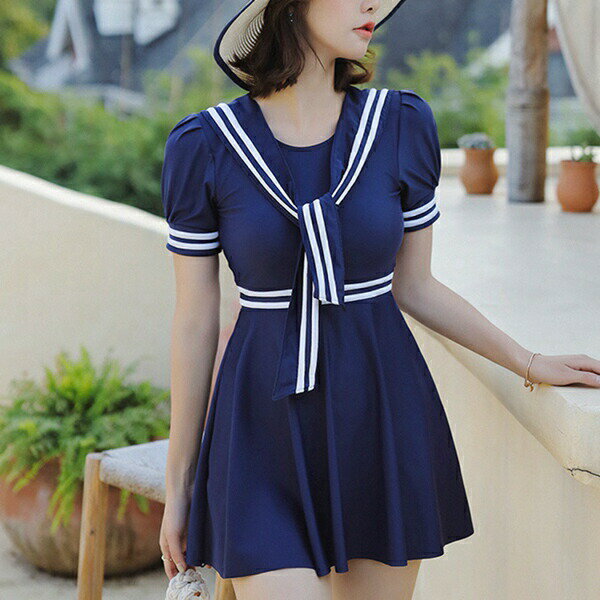 ワンピース水着 レディース 半袖 体型カバー M〜5XL 大きいサイズ 露出控えめ 水着 パッド付き オールインワン かわいい 海 ハイウエスト プール リゾート 女性 大人 一体型 おしゃれ 水泳 ショートパンツ フレアスカート