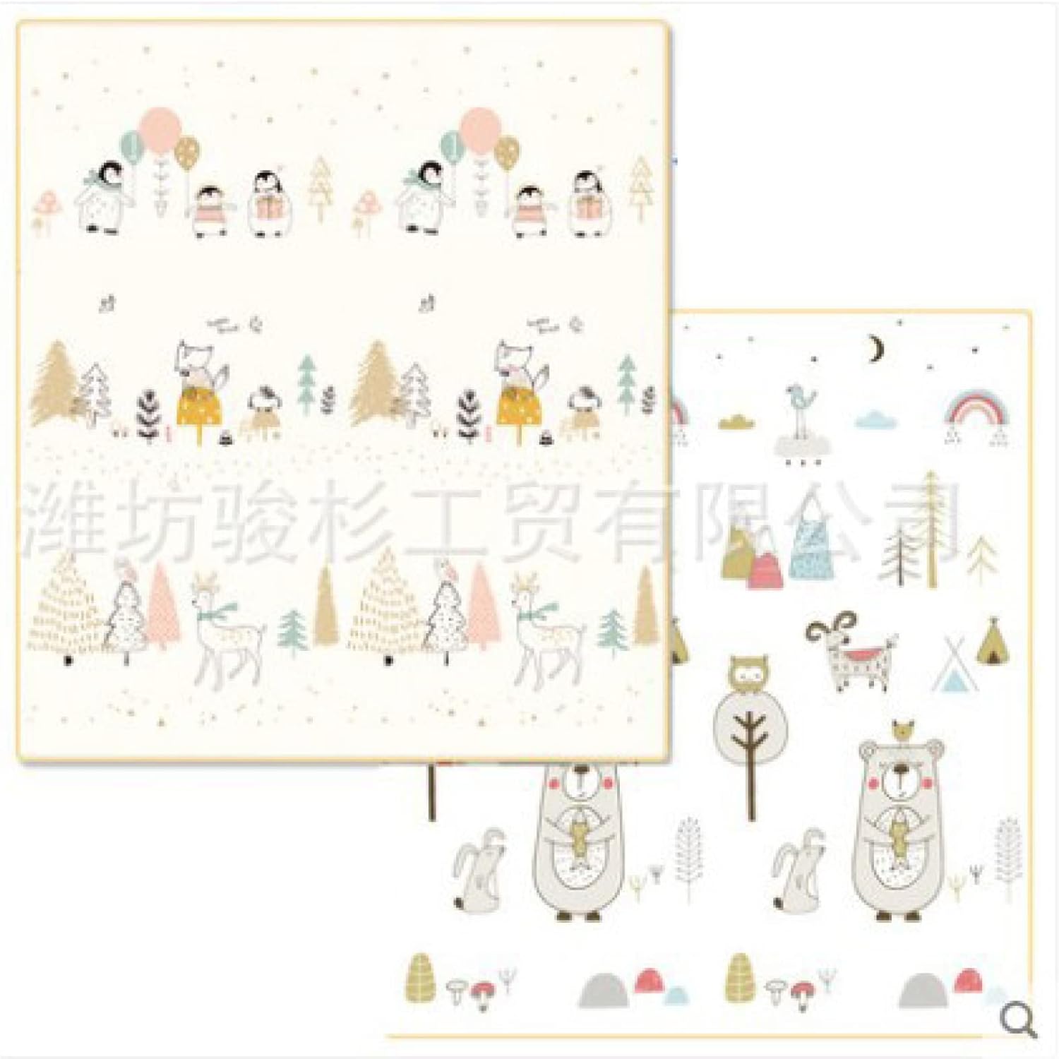 プレイマット 200*180*1cm 折り畳み式 収納 動物図案 学べる 遊び ベビー 可愛い おしゃれ キッズ用プレイマット 両面使用可 清掃簡単 薄手&厚手 花柄 楽しい 衝撃緩和 安全 無毒 無