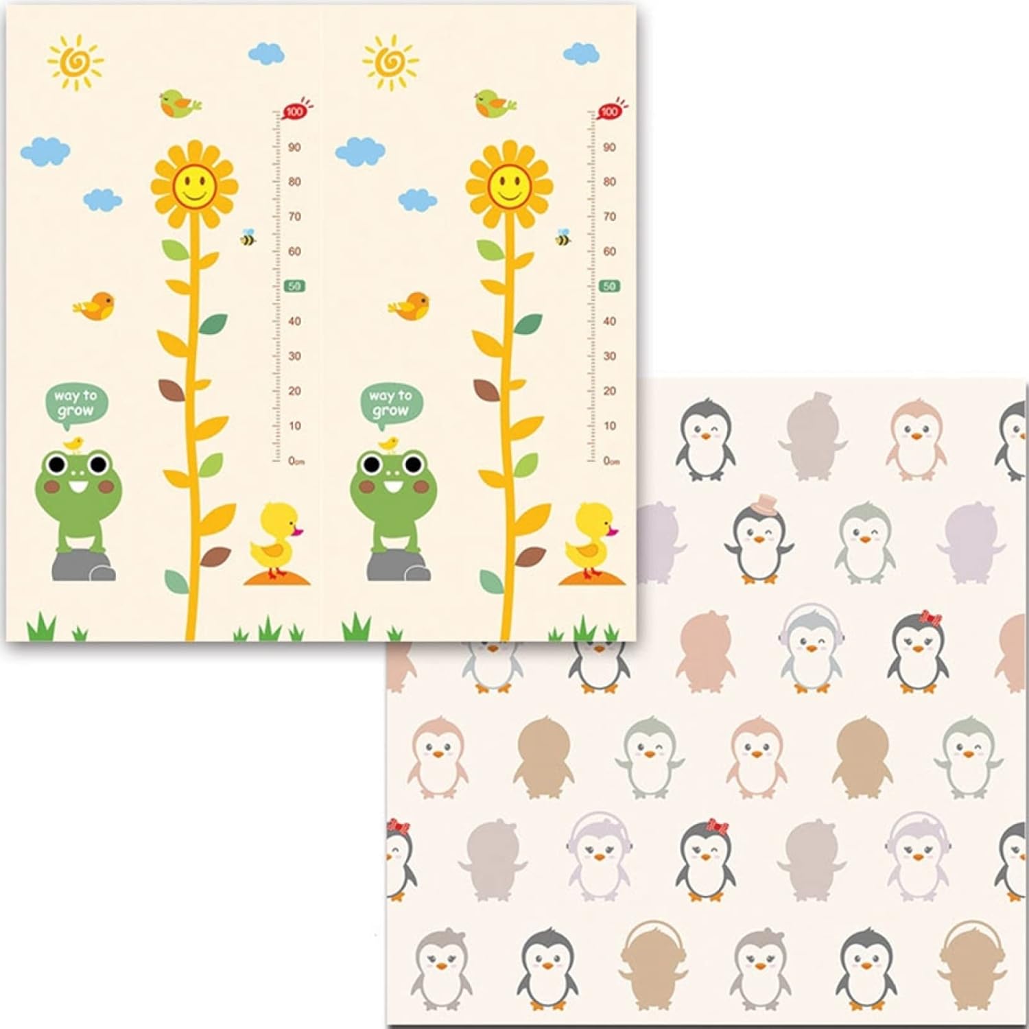 ベビーマット 200*180*1.5cm 折り畳み式 動物 おしゃれ キッズ用プレイマット 厚手 両面パターン 赤ちゃん 安全素材 収納 可愛い 転倒防止 清掃簡単 衝撃緩和 出産祝い ルームマット